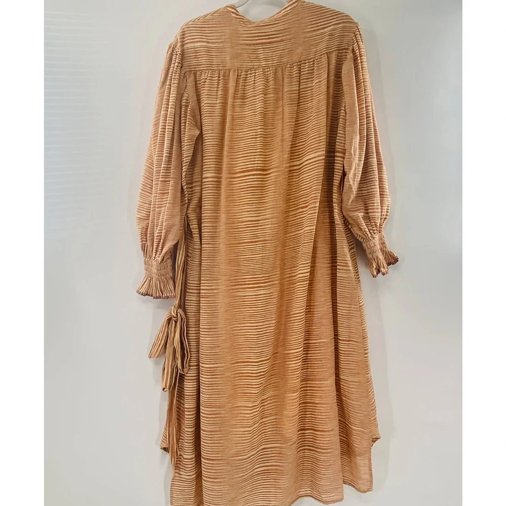 NEW Ulla Johnson Fiora Striped Shirt Dress Medium Sz 8 Beige Tan Brown Feminine